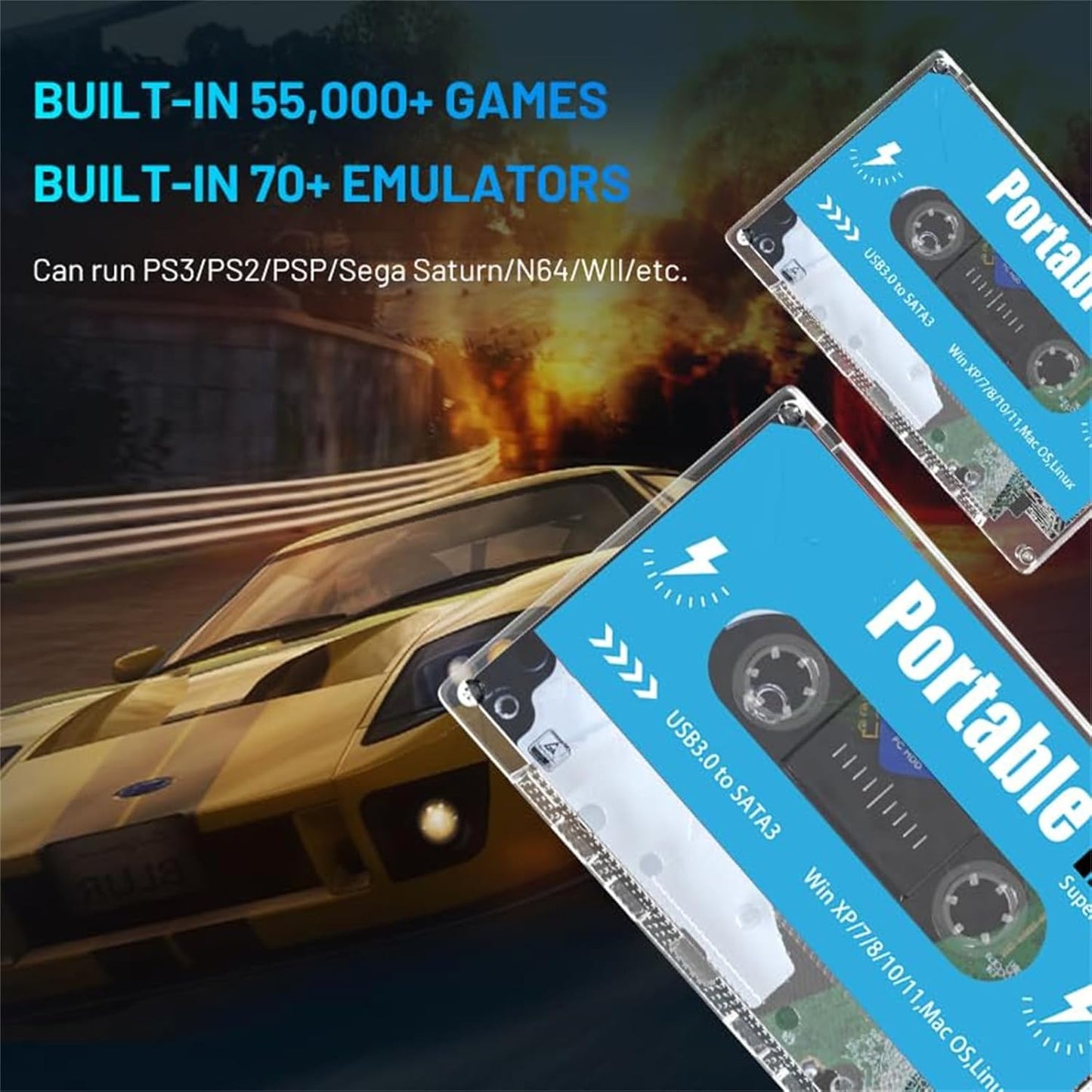 Retro Disk, Retro Cassette Game Console, Retro Game Console, 4K HDMI Output, Plug and Play Video Game Stick Built in 100000+ Games