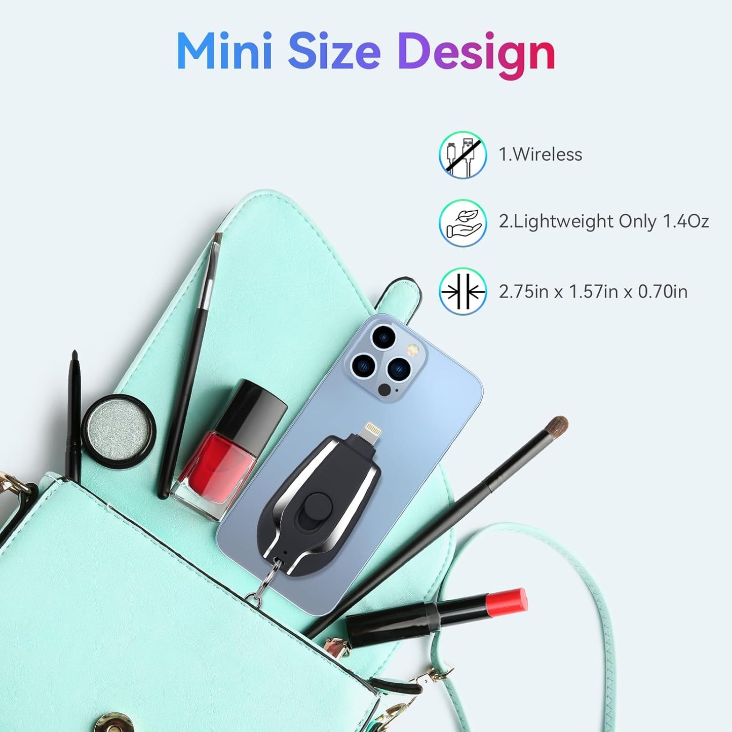 GAIDEGA Mini Emergency Power Pod,  Keychain Portable Charger for iPhone, iPad, AirPods .